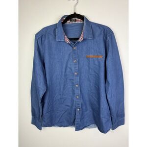 Coofandy Shirt, Men's Size Large, Blue, Denim, Button‎ Up, Long Sleeve